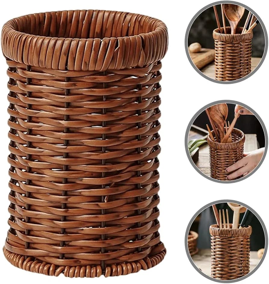 Imitation Rattan Chopstick Holder, Cutlery Utensil Organizer, Spoon Fork Chopsticks Storage Rack, Kitchen Cutlery Storage Imitation Rattan Chopstick Holder, Cutlery Utensil Organizer, Spoon Fork Chopsticks Storage Rack, Kitchen Cutlery Storage